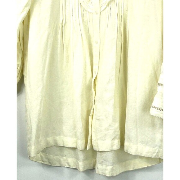Free People Bella Women Cream Ruffle Front Sz M Tunic Shirt Dress Casual Mini N3 - Picture 9 of 12